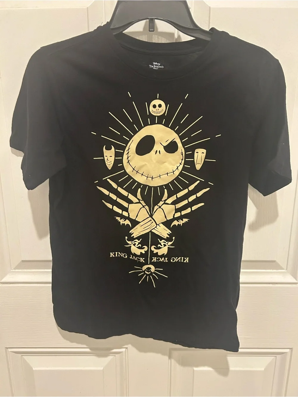 Disney Black Tee with Gold Jack Skellington Graphic
